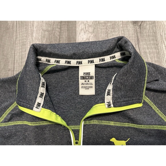 Victoria's Secret Ultimate Womens Medium Gray 1/4 Zip Sweatshirt Back Zip Pocket - Picture 3 of 16